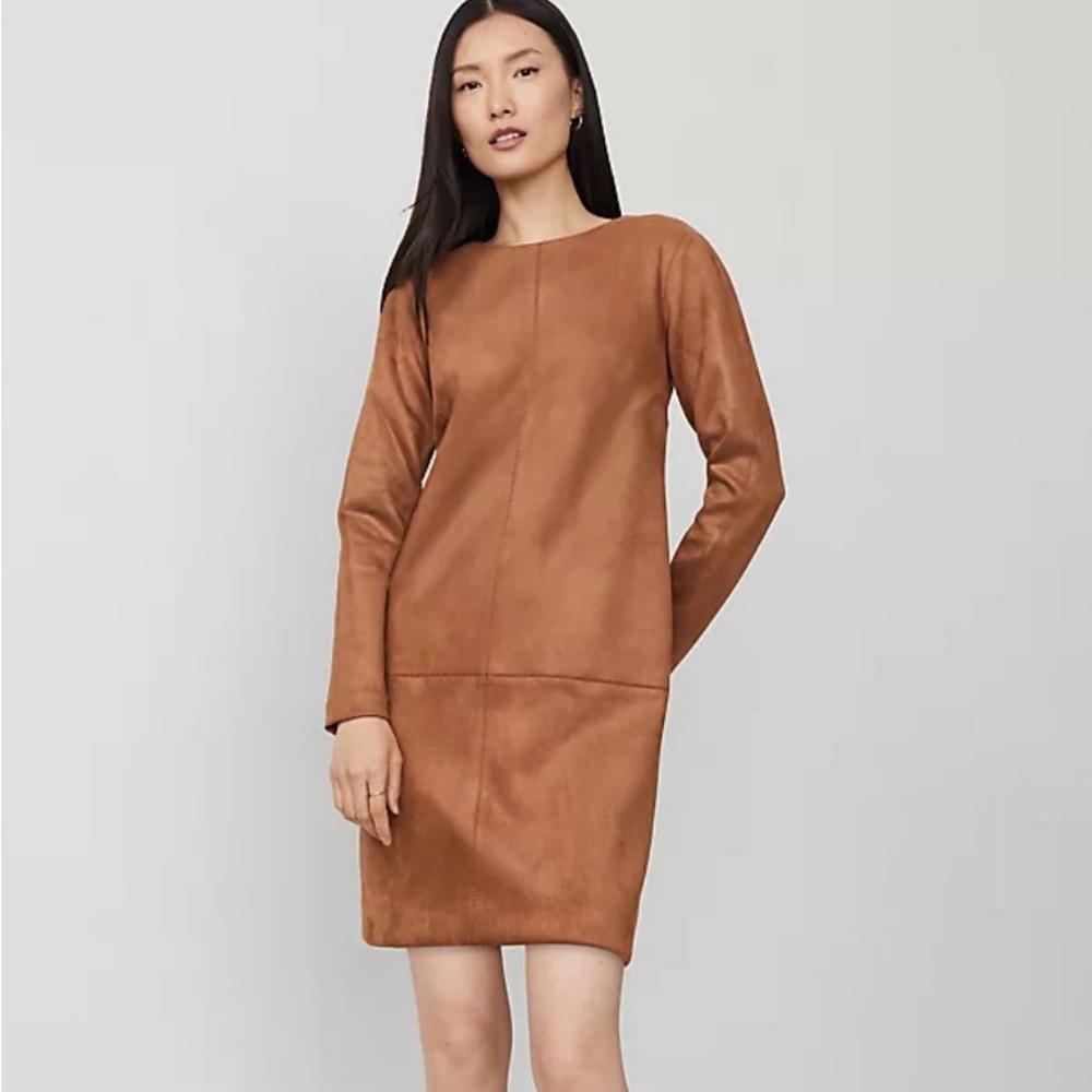 Faux suede shift dress